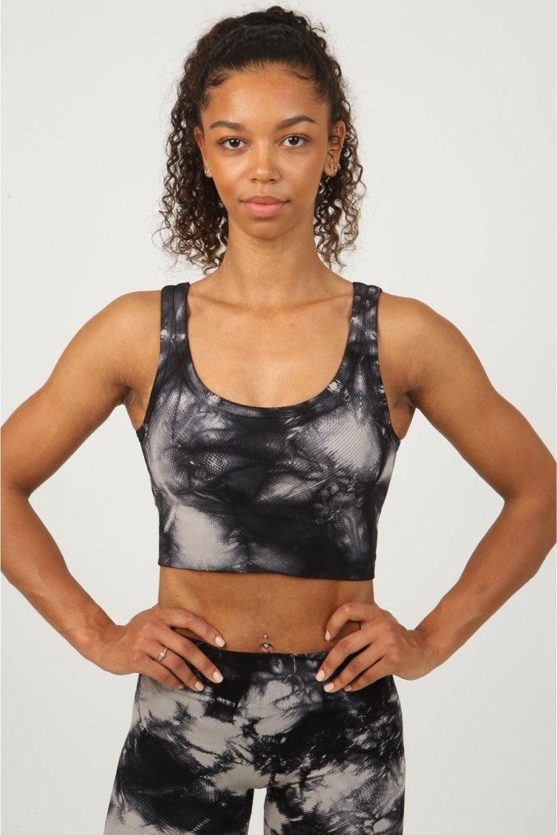 Tie Dye High Impact Sports Bra - Charcoal Premium