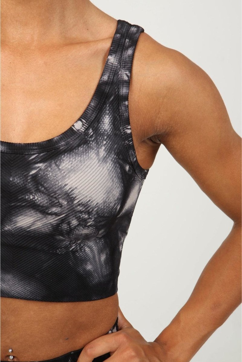 Tie Dye High Impact Sports Bra - Charcoal Premium