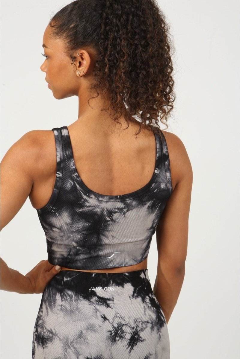 Tie Dye High Impact Sports Bra - Charcoal Premium