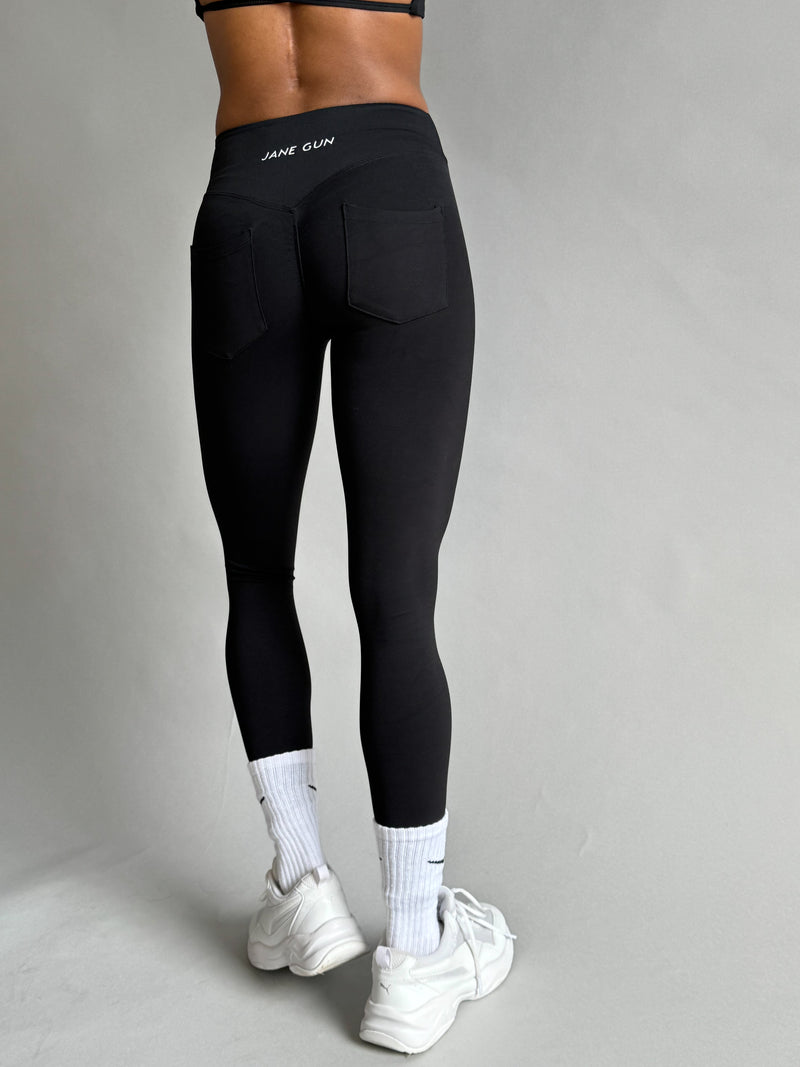 Back Pockets Leggings - Black