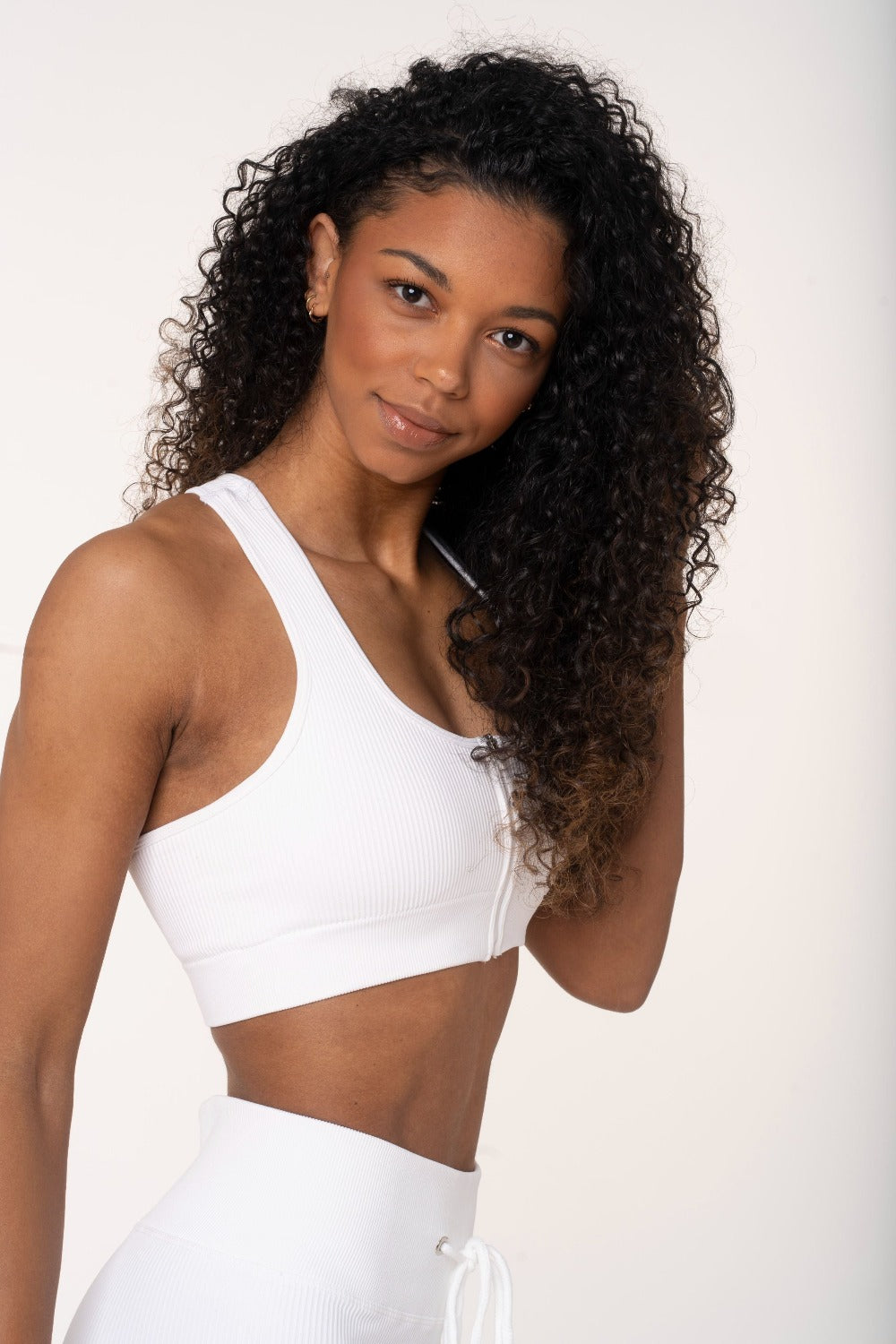 Zipped Sports Bra - Ivory White