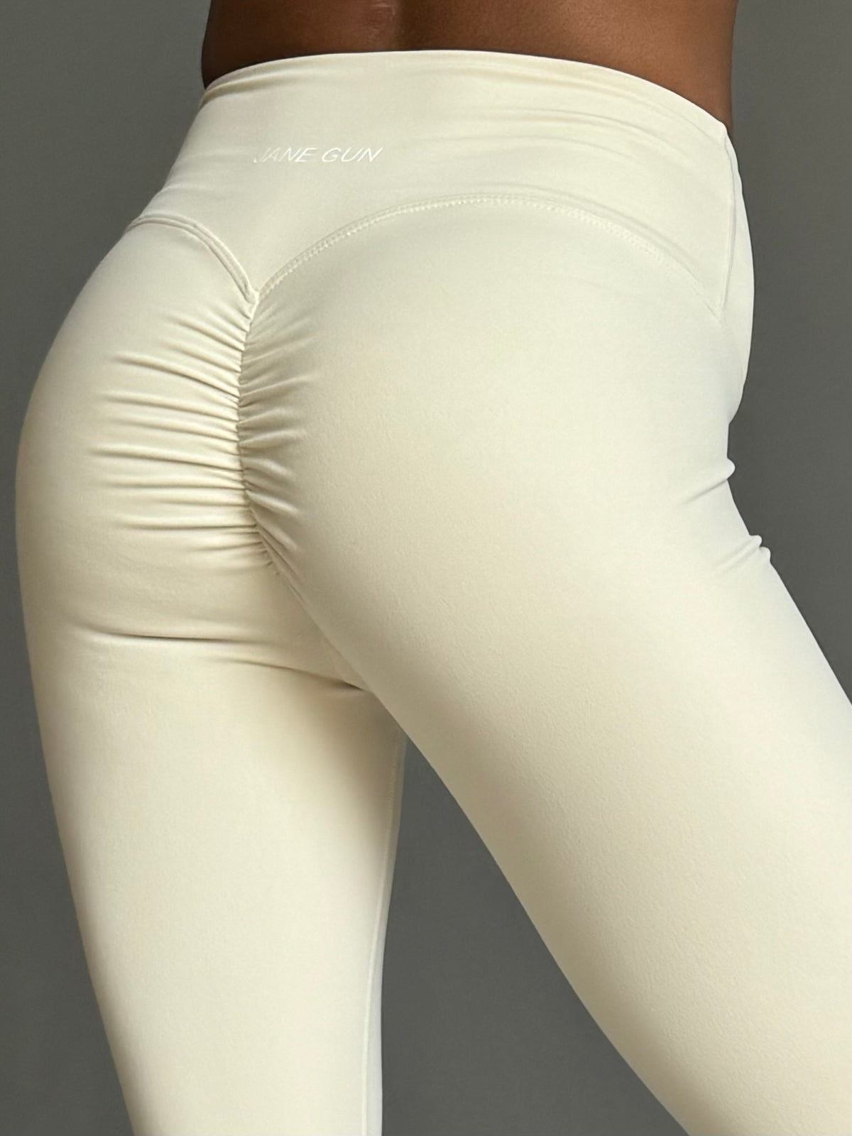 Front Drawstrings Leggings - Creme