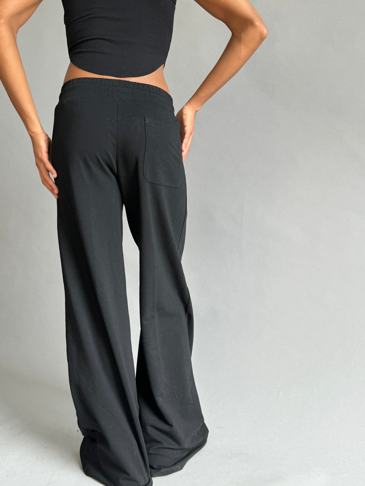 Wide Leg Training Joggers  - Black