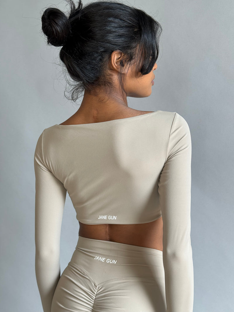 Crop Long Sleeve Top - Ivory