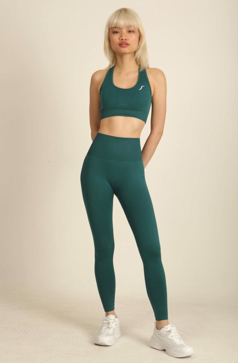 USA Pro, Seamless Ribbed Leggings, Forest Green