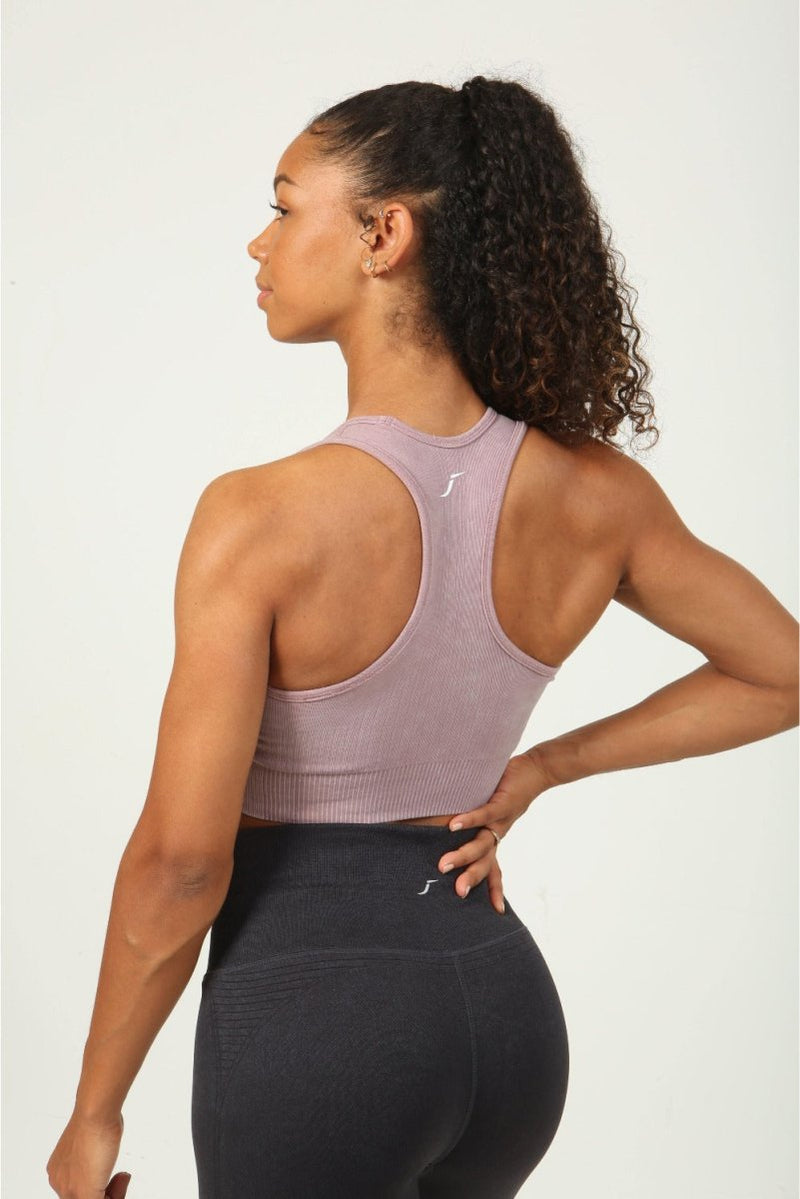 High Impact Ribbed Sports Bra - Vintage Pink