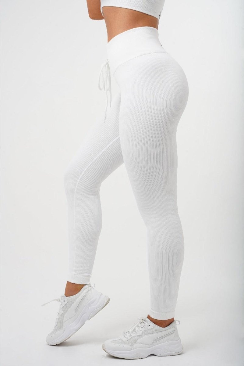 Seamless Ribbed High Waist Leggings - White