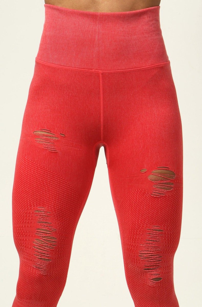 Red ripped leggings cheap