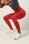 Ripped High Waist Leggings - Vintage Coral Red