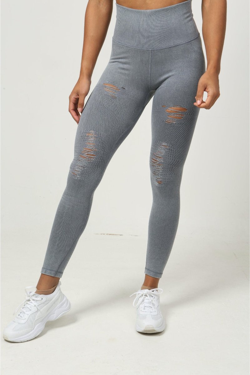 Ripped High Waist Leggings - Vintage Blue