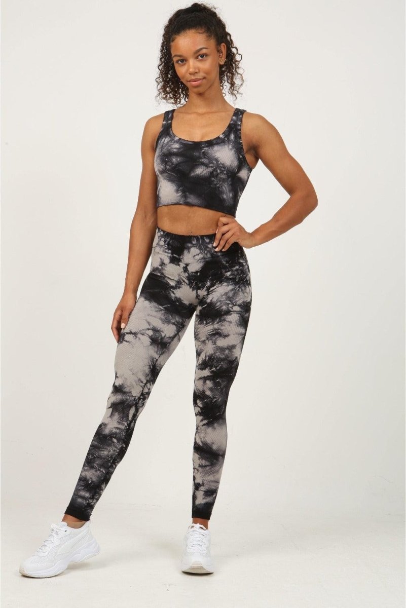 Tie Dye High Impact Sports Bra - Charcoal Premium