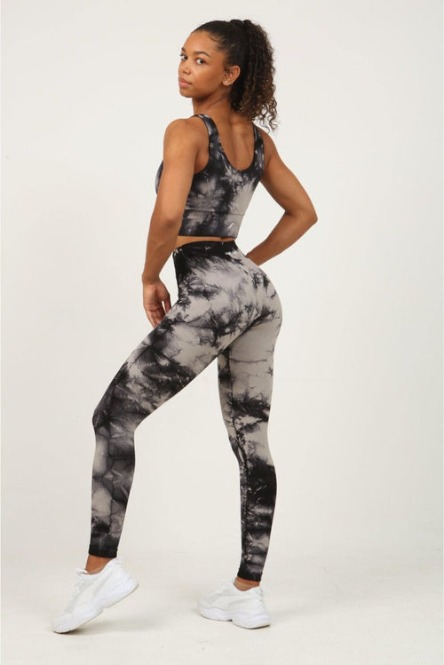 Aryah Black Tie-Dye High-Impact Leggings  Gymwear outfits, Black tie dye,  Cute workout outfits